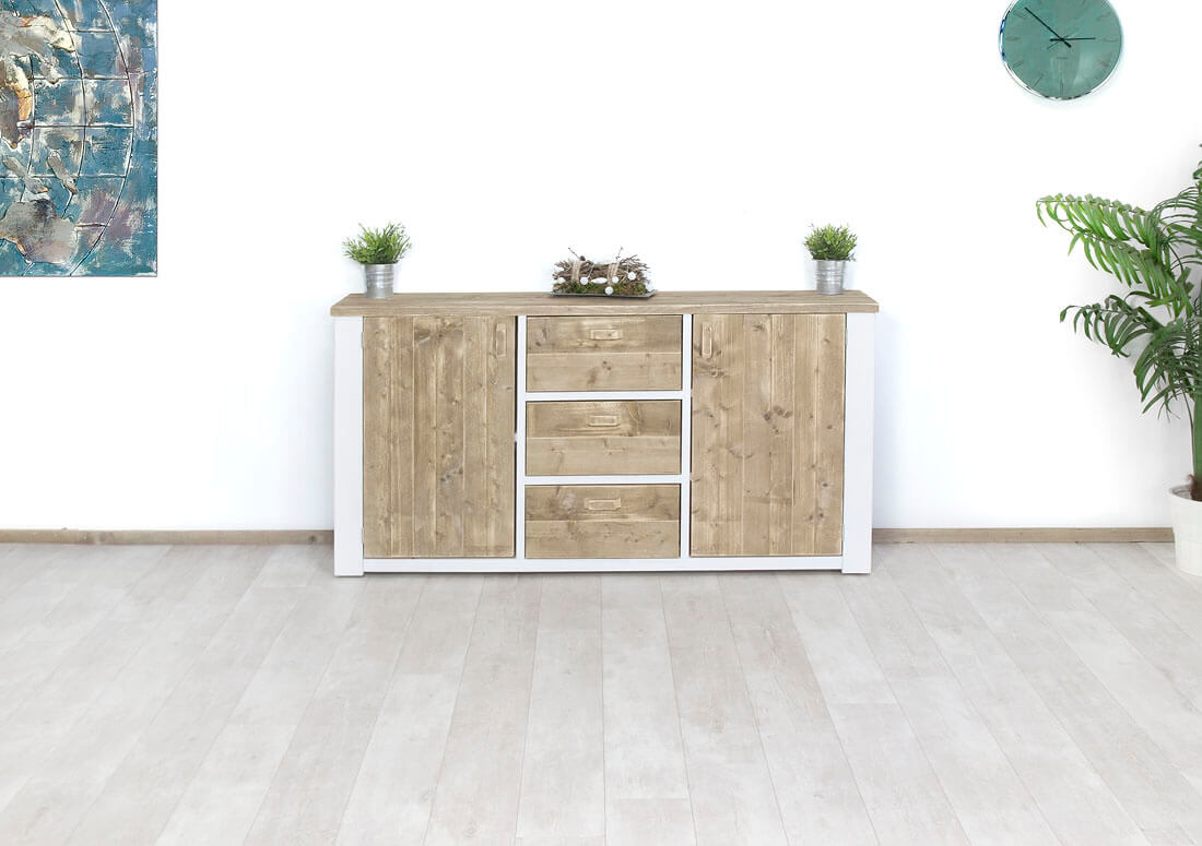 Loods XL Steigerhouten dressoir Rulo met landelijke uitstraling