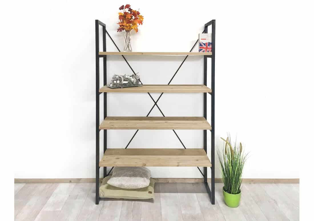 Loods XL Steigerhouten boekenkast / kast Onia met industrieel frame