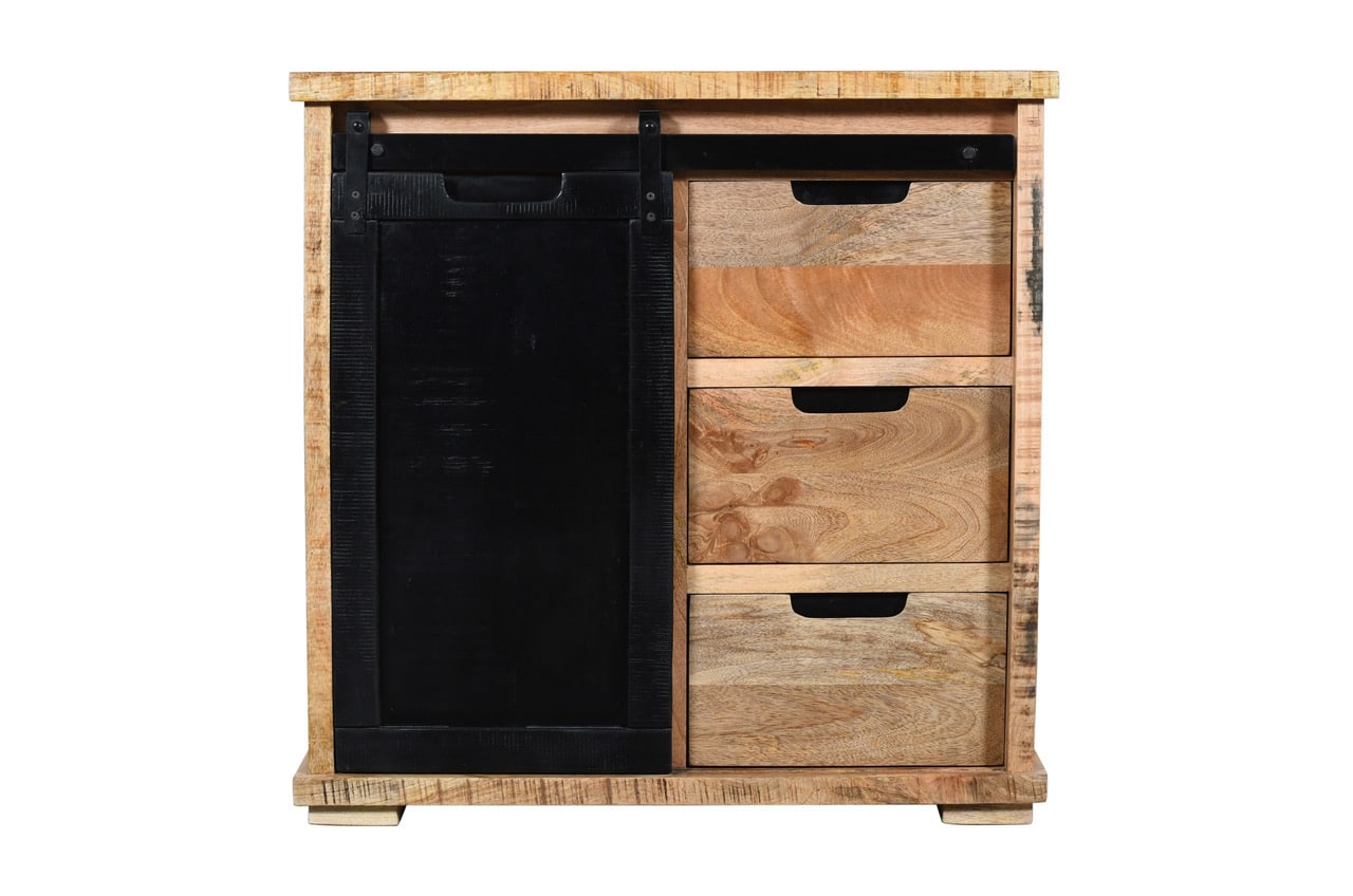 Loods XL Mangohouten dressoir Abel met lades en schuifdeur