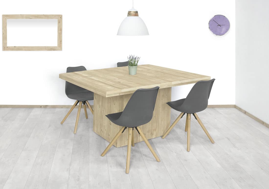 Loods XL Steigerhouten tafel Chadron met kolompoot