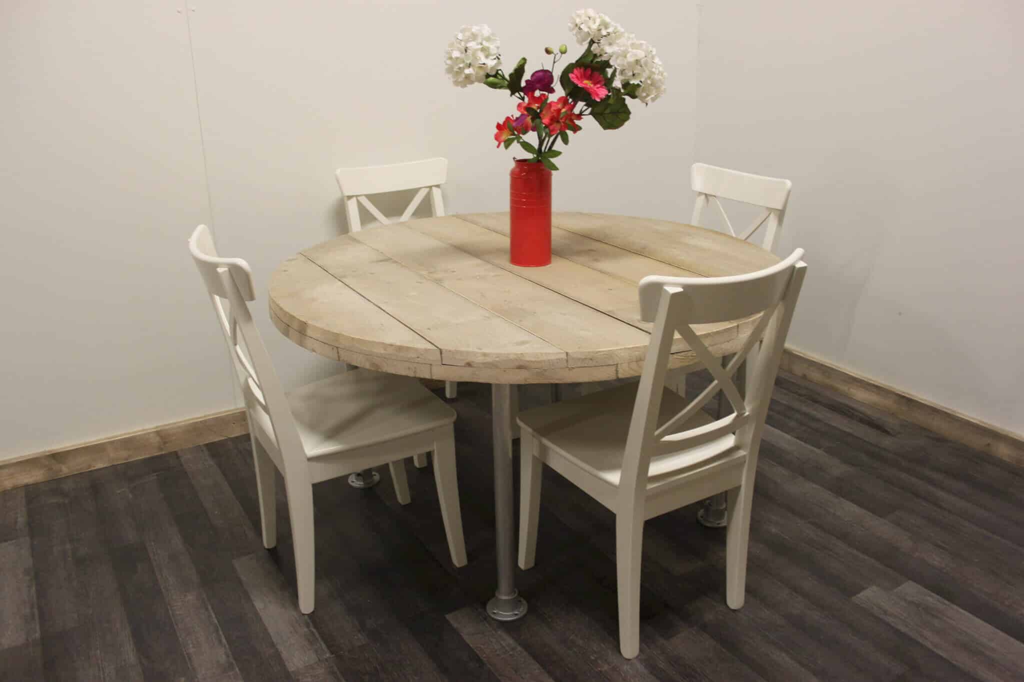 Loods XL Steigerhouten ronde tafel Hays met dubbel blad