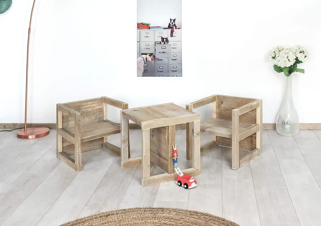 Loods XL Multifunctionele steigerhouten tafel/stoel Benson