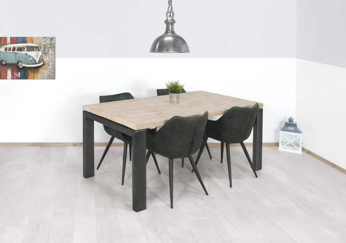 Loods XL Steigerhouten tafel Lufkin met metalen onderstel