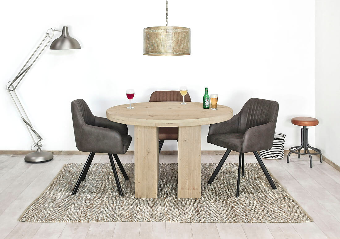 Loods XL Steigerhouten ronde tafel Maastricht met 4 poten