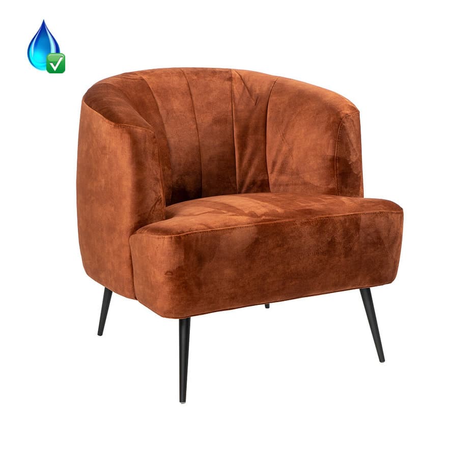 Loods XL Fauteuil Billy koper velvet