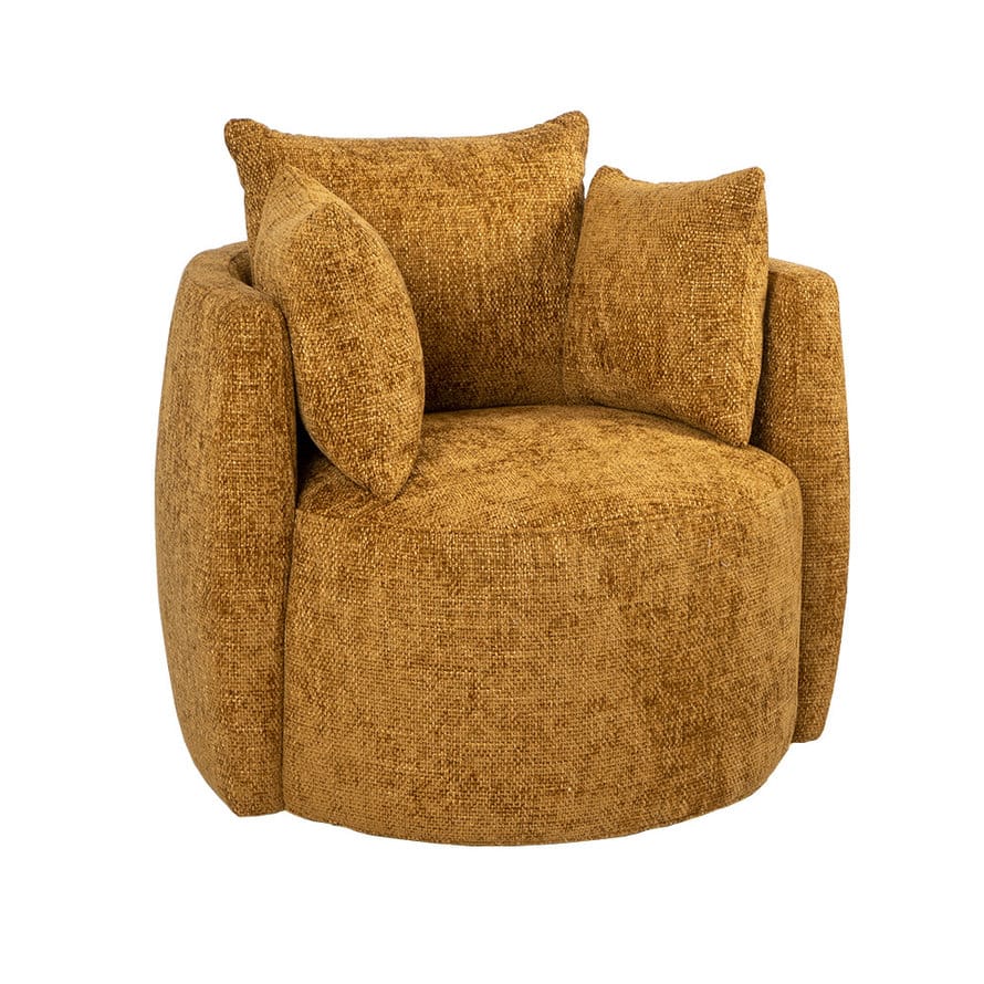 Loods XL Fauteuil Ruby okergeel chenille stof