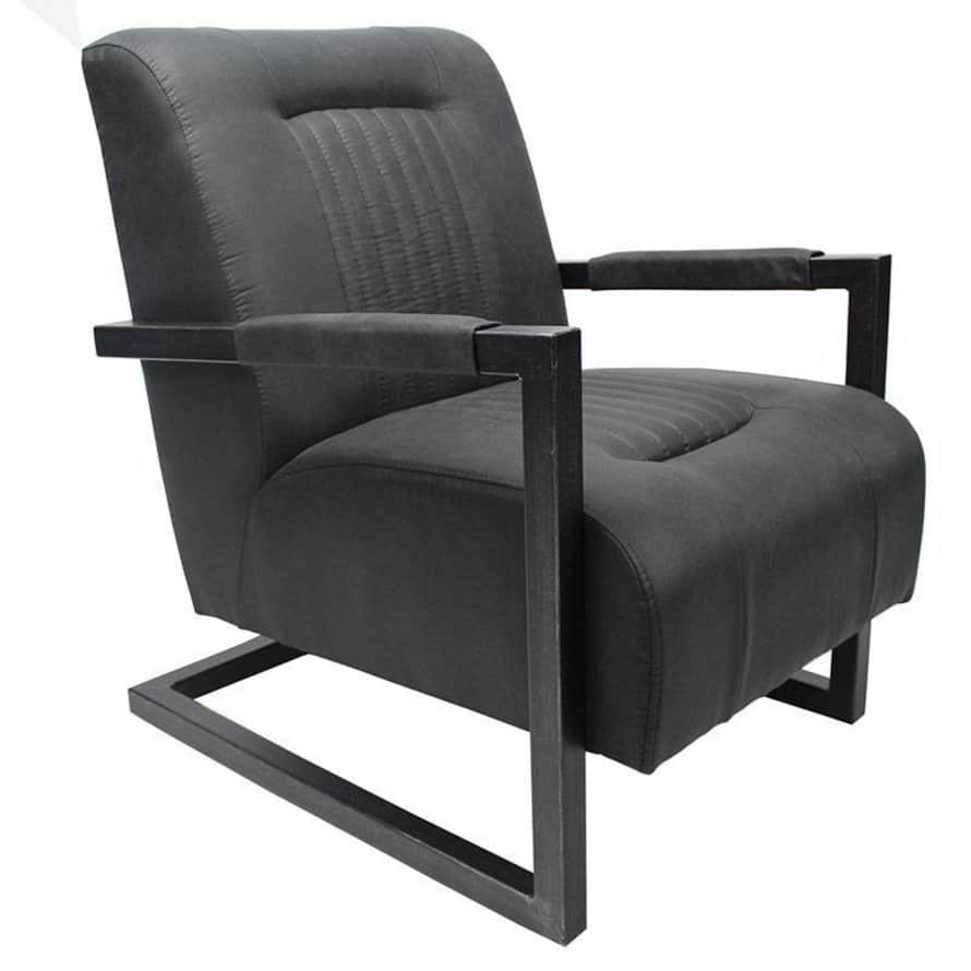 Loods XL Fauteuil Austin zwart microvezel