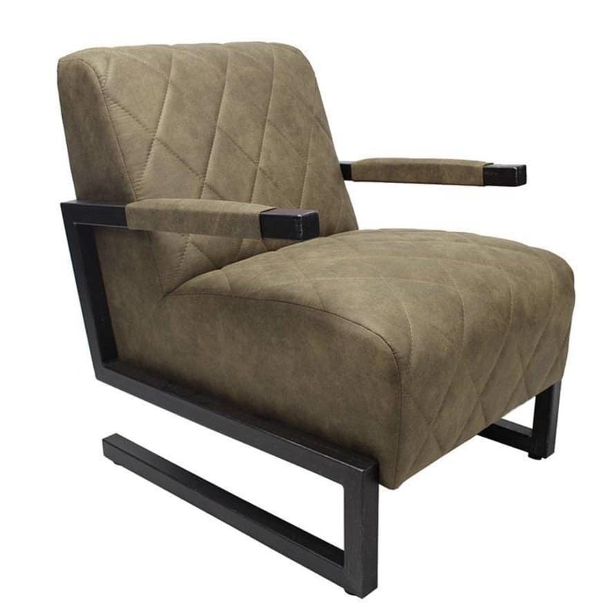 Loods XL Fauteuil Morris olijfgroen microvezel