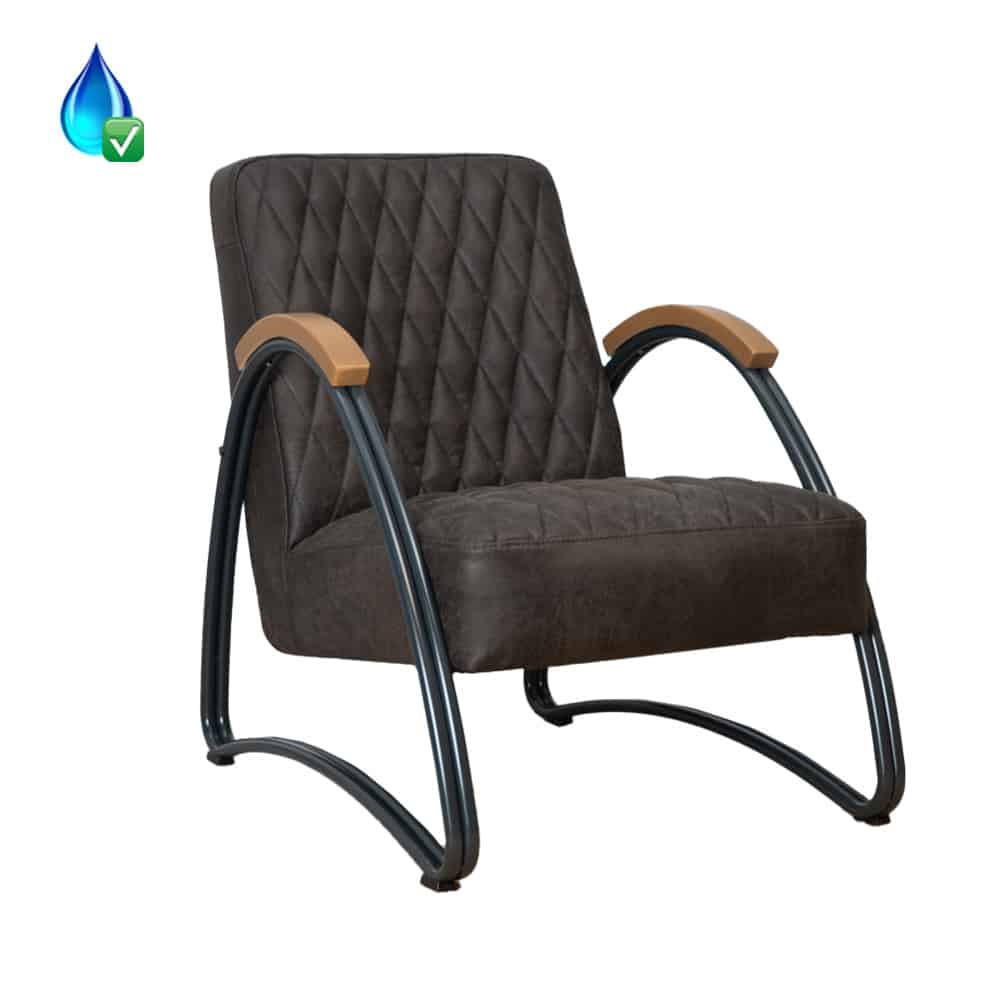 Loods XL Fauteuil Ivy antraciet eco-leer