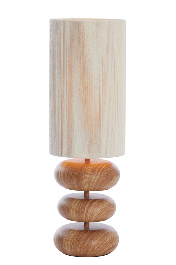 Light & Living Tafellamp Danialo hout met crème 60cm 1891043