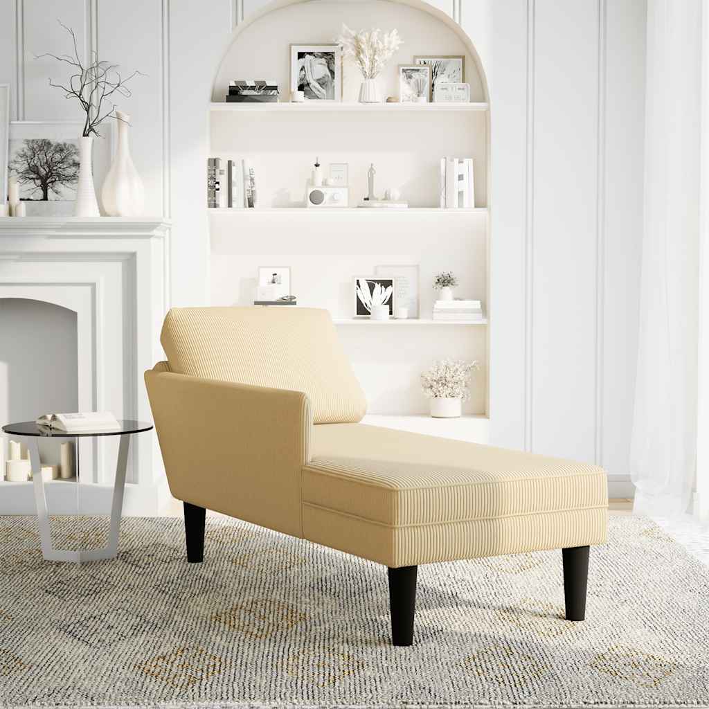 vidaXL Chaise longue met kussen corduroy stof lichtgroen grijs