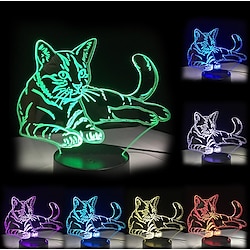 Light in the box 3d led nachtlampje huisdier kat illusion usb naast tafellamp 7 kleuren veranderende touch schakelaar decoratie nachtlampje verjaardagscadeau minnaar thema speelgoed