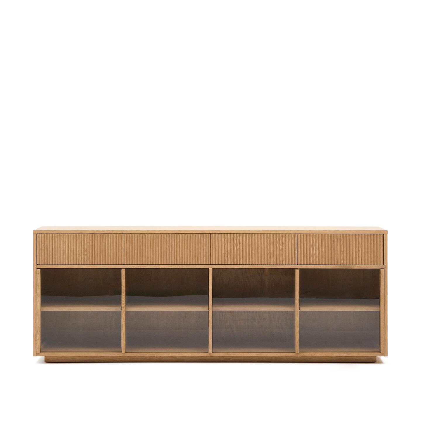 Kave Home Dressoir Helvine Eiken en glas, 200cm - Bruin