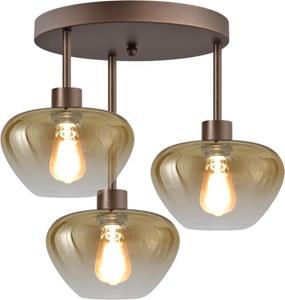 Masterlight 3-lichts plafondlamp Genua bruin met goud glas Ø 24cm 5971-15-15-35-3-24