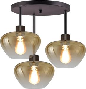 Masterlight 3-lichts plafondlamp Genua zwart met goud glas Ø 24cm 5971-05-05-35-3-24