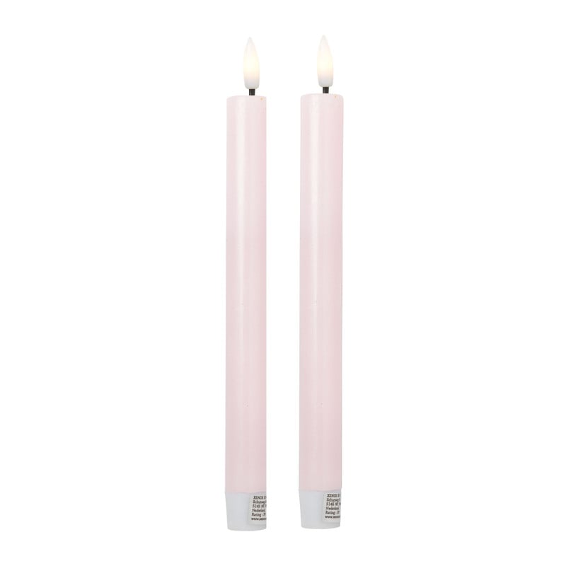 Xenos LED dinerkaarsen - roze - set van 2 - ø2.2x24.5 cm