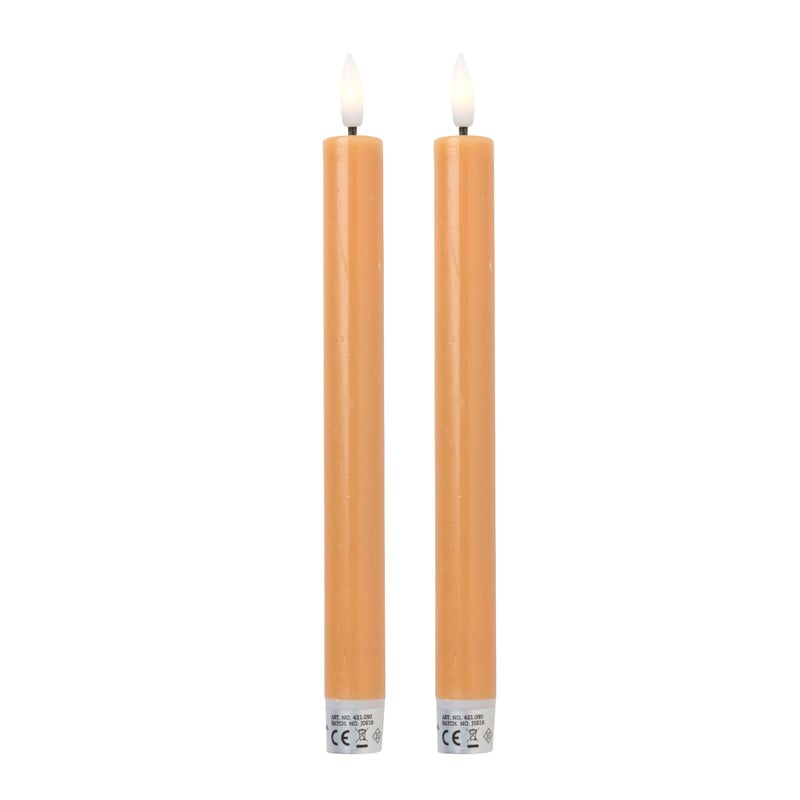 Xenos LED dinerkaarsen - taupe - set van 2 - ø2.2x24.5 cm