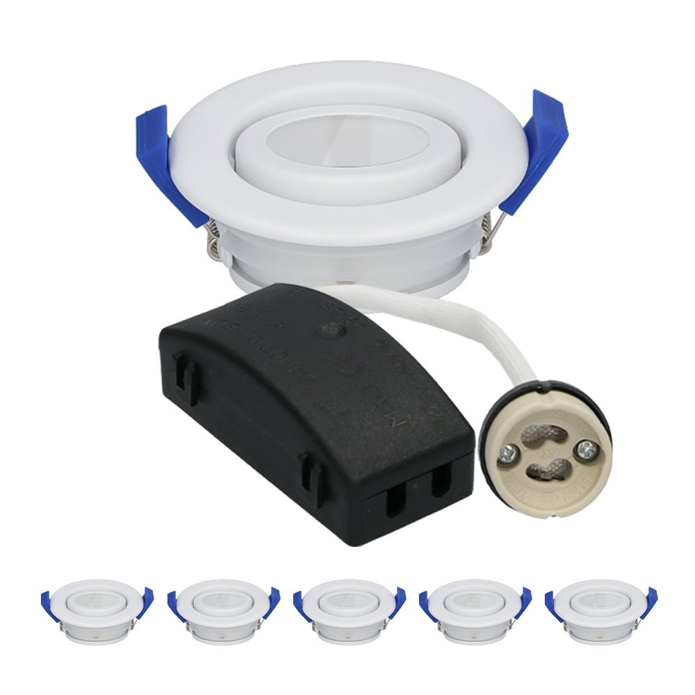 HOFTRONIC™ Set van 6 Peru LED inbouwspots - Kantelbaar armatuur - GU10 fitting - IP65 waterdicht - LED inbouwspot badkamer en buiten - Wit