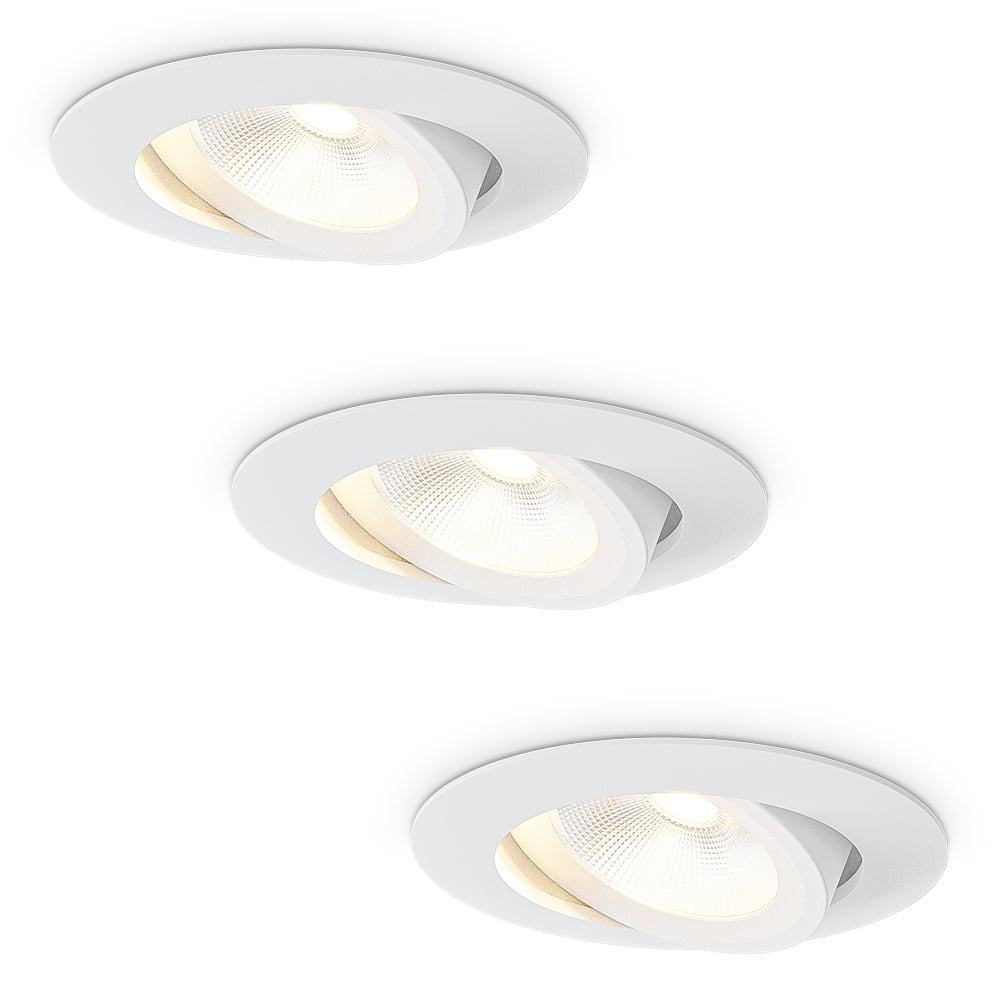 HOFTRONIC™ 3x Lugo LED Inbouwspots - Wit - Dimbaar - 5 Watt 450 Lumen - 2700K Warm Wit Licht - Kantelbaar - IP65 - Voor Binnen & Buiten