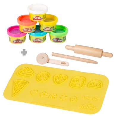 Roba x Play-Doh startset - 3D creatieve mat, houten gereedschap, 6 boetseerblikjes