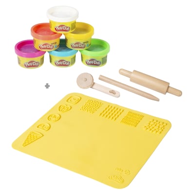 Roba x Play-Doh speelset - 3D creatieve mat, houten gereedschap, 6 boetseerblikjes