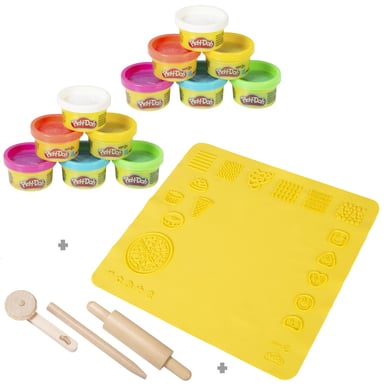 Roba x Play-Doh startset - 3D creatieve mat, houten gereedschap, 6 boetseerblikjes