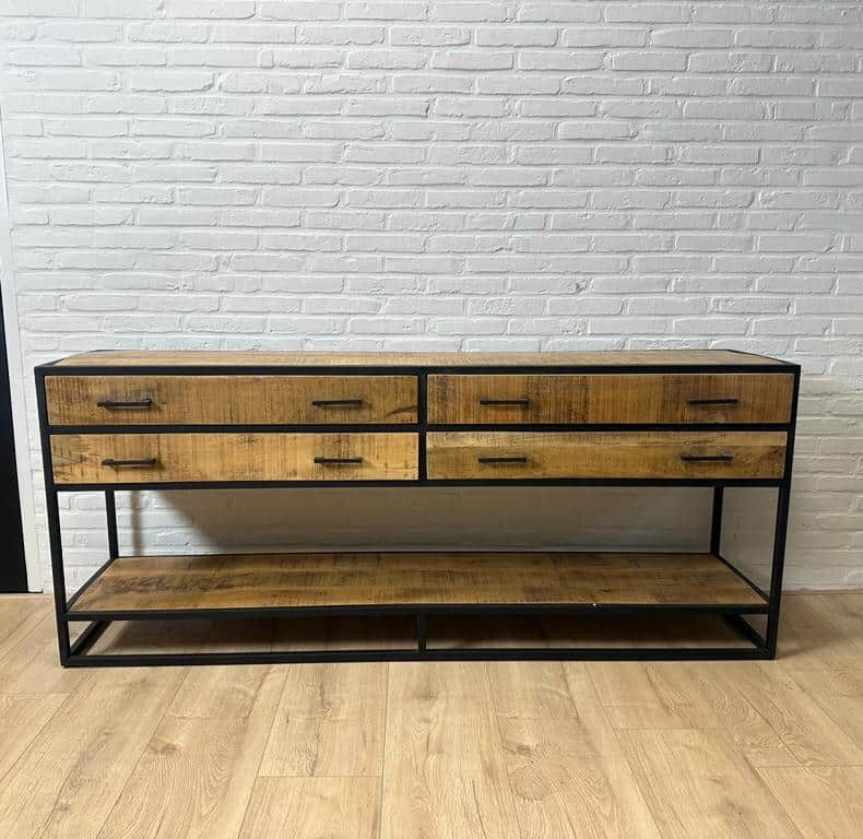 Loods XL Mangohout dressoir / sidetable Julia met 4 laden | OUTLET