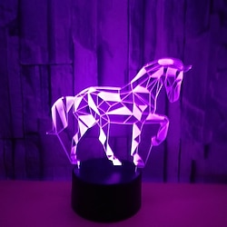 Light in the box 3d paard nachtlampje 7 kleur illusion change led tafel bureaulamp acryl platte abs base usb charger home decoratie speelgoed brithday xmas kid kinderen gift