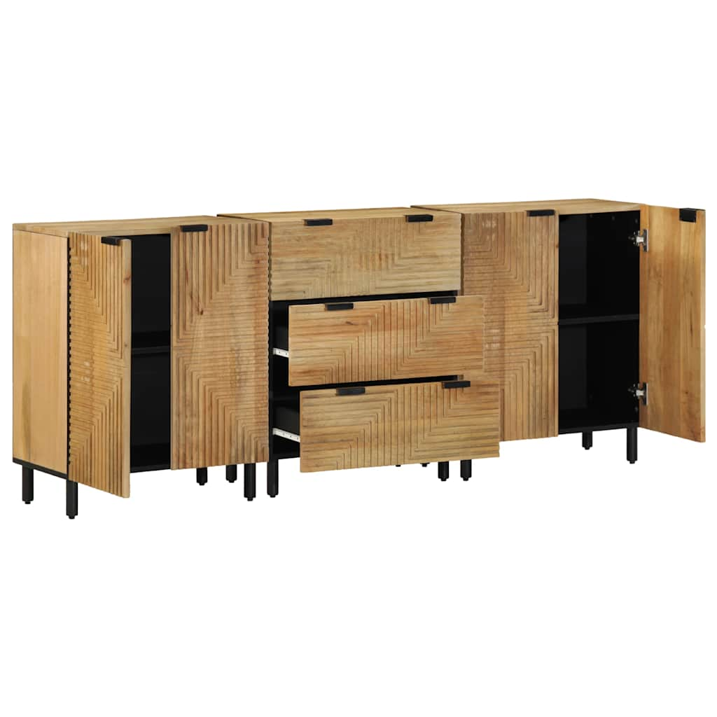 vidaXL 3-delige Dressoirs 60x33x75 cm massief mangohout bruin