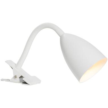 Leen Bakker Bureaulamp knijper - wit metaal - E14 - 35xØ9 cm