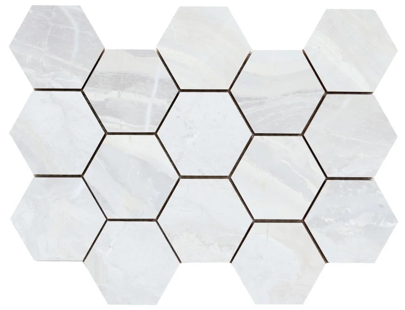 Jabo Tegelsample:  Luxury White hexagon mozaïek 33x23cm