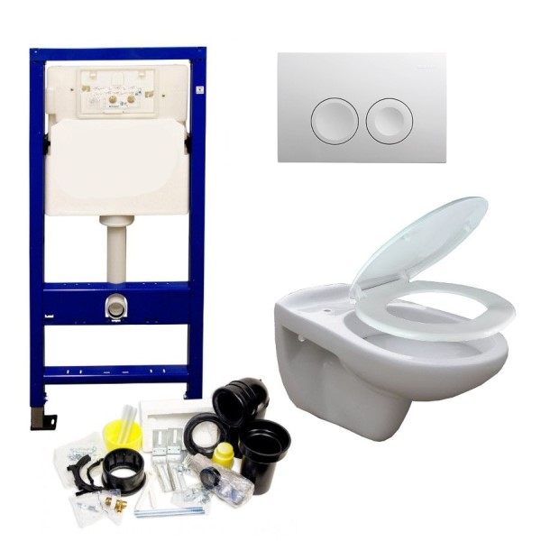 Geberit UP100 Toiletset, toiletpot Basic wit incl zitting en drukplaat