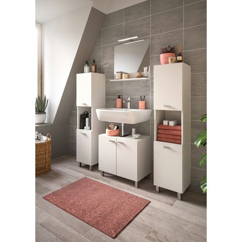 Welltime Badmeubelset Tampa, breedte 137cm, 4-delig Wastafelonderkast, spiegel, hoge kast (4 stuks)