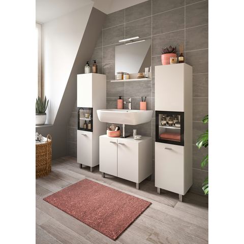 Welltime Badmeubelset Tampa, breedte 137cm, 4-delig Wastafelonderkast, spiegel, hoge kast (4 stuks)