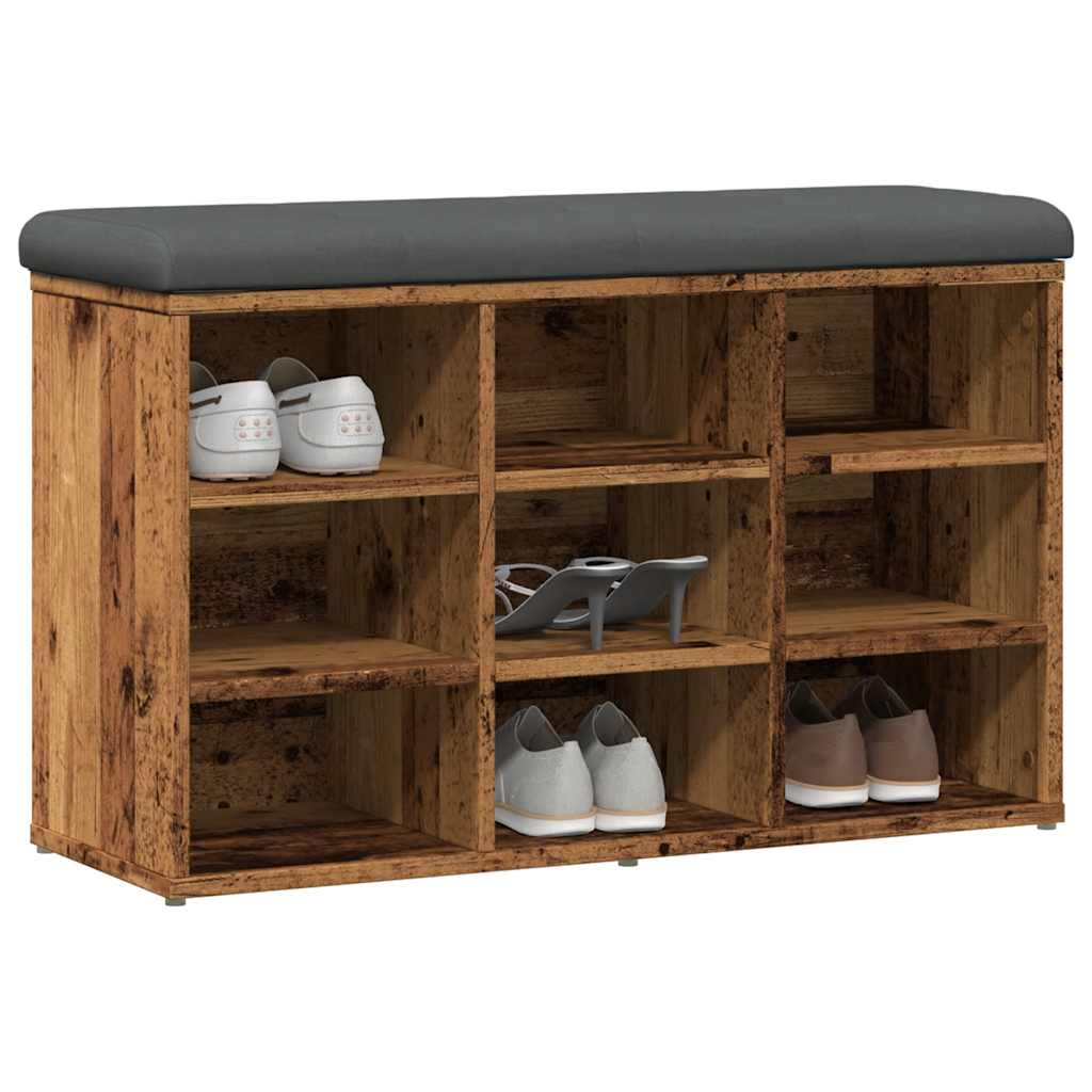 vidaXL Schoenenbank 82x32x50 cm bewerkt hout oud houtkleurig