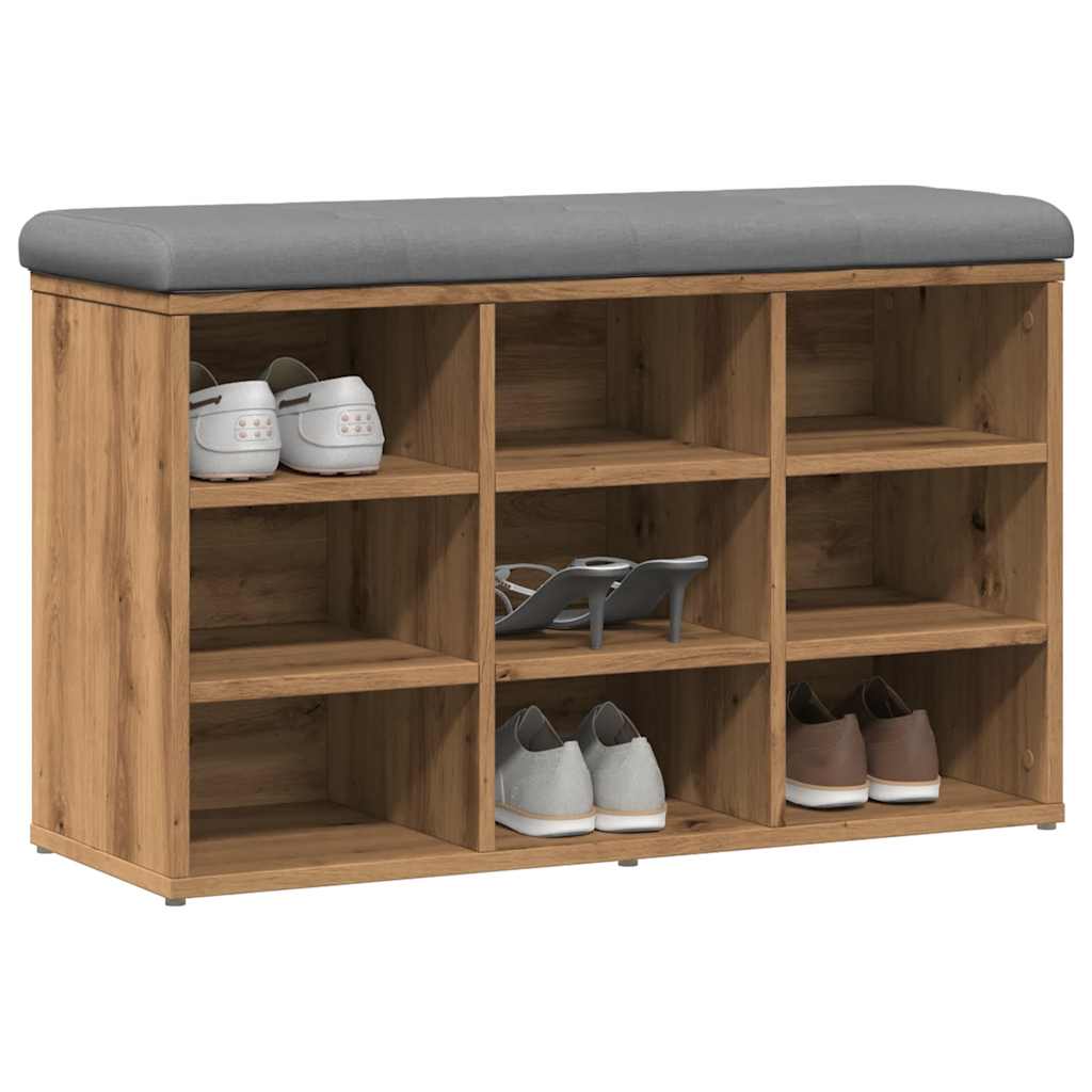 vidaXL Schoenenbank 82x32x50 cm bewerkt hout artisanaal eikenkleur