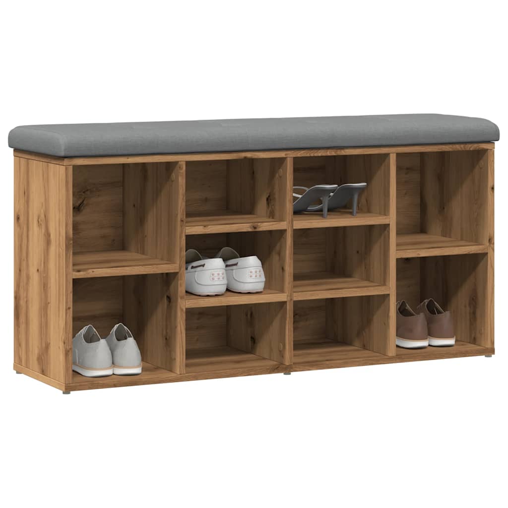 vidaXL Schoenenbank 102x32x50 cm bewerkt hout artisanaal eikenkleur