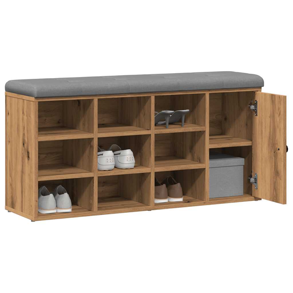 vidaXL Schoenenbank 102x32x50 cm bewerkt hout artisanaal eikenkleur