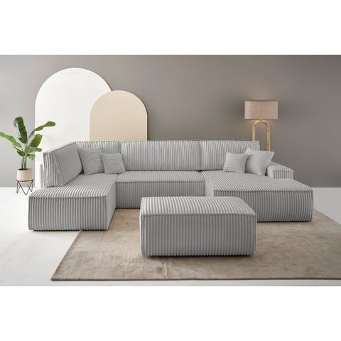 Andas Zithoek FINNLEY U-model XXL 329 cm, bedbank, slaapfunctie m. bedkist