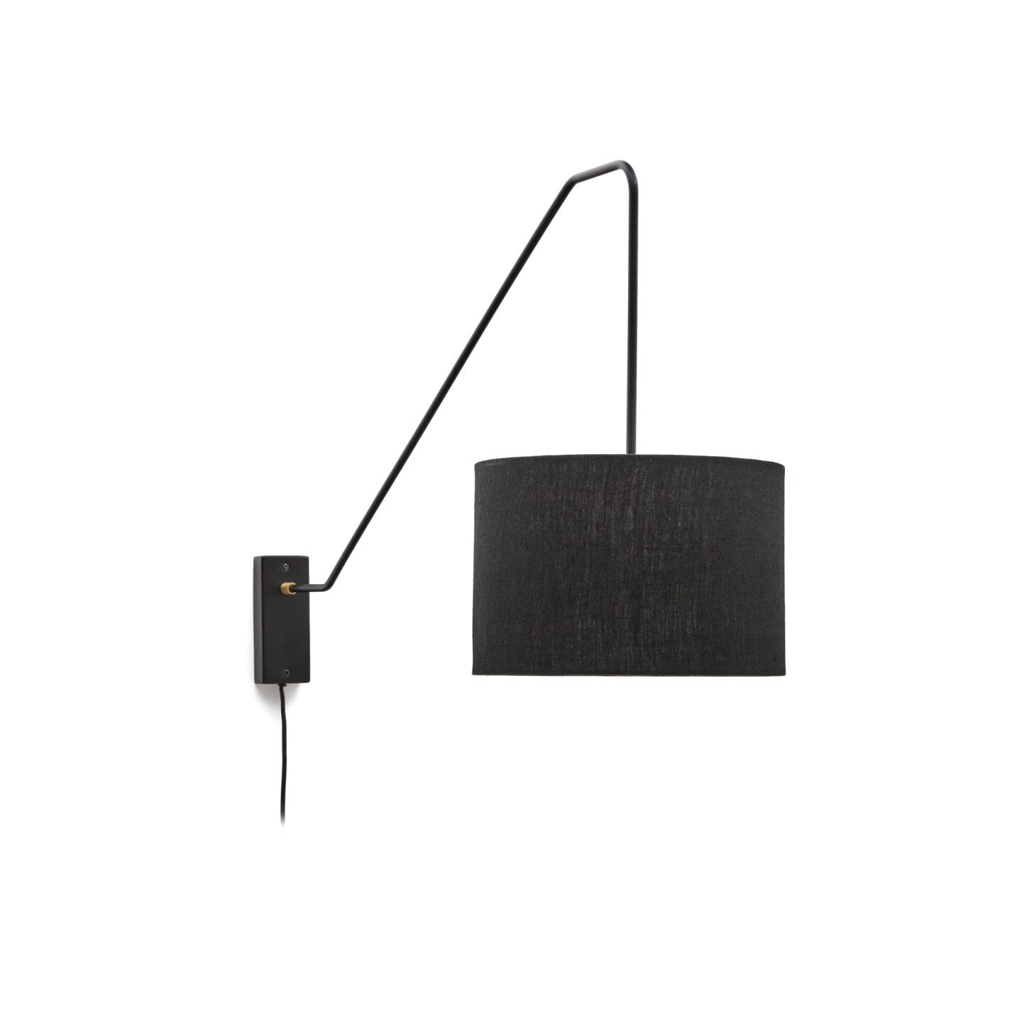 Kave Home Wandlamp Jex Linnen, 104cm - Zwart