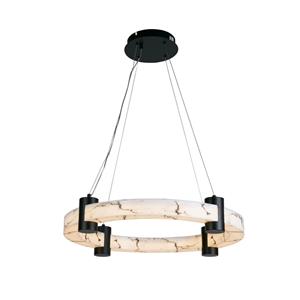 Searchlight LED-Hängeleuchte Moonbeam, Ring, schwarz, weiß, Metall