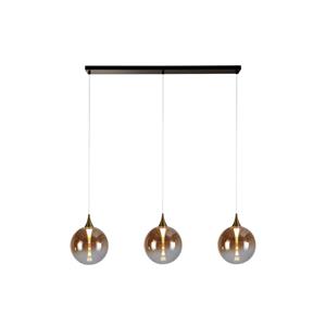 Searchlight LED-Hängeleuchte Alchemy, 3-fl., schwarz, bernstein, Glas