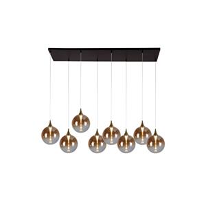 Searchlight LED-Hängeleuchte Alchemy, 8-fl., schwarz, bernstein, Glas