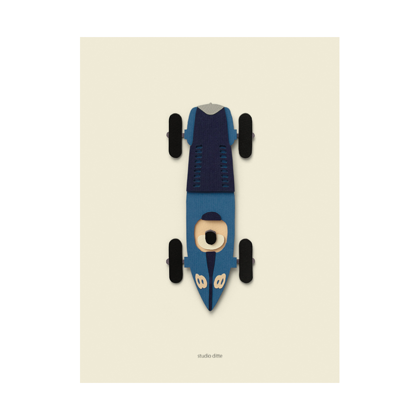 Studio Ditte Raceauto Blauw Poster - 30x40 cm