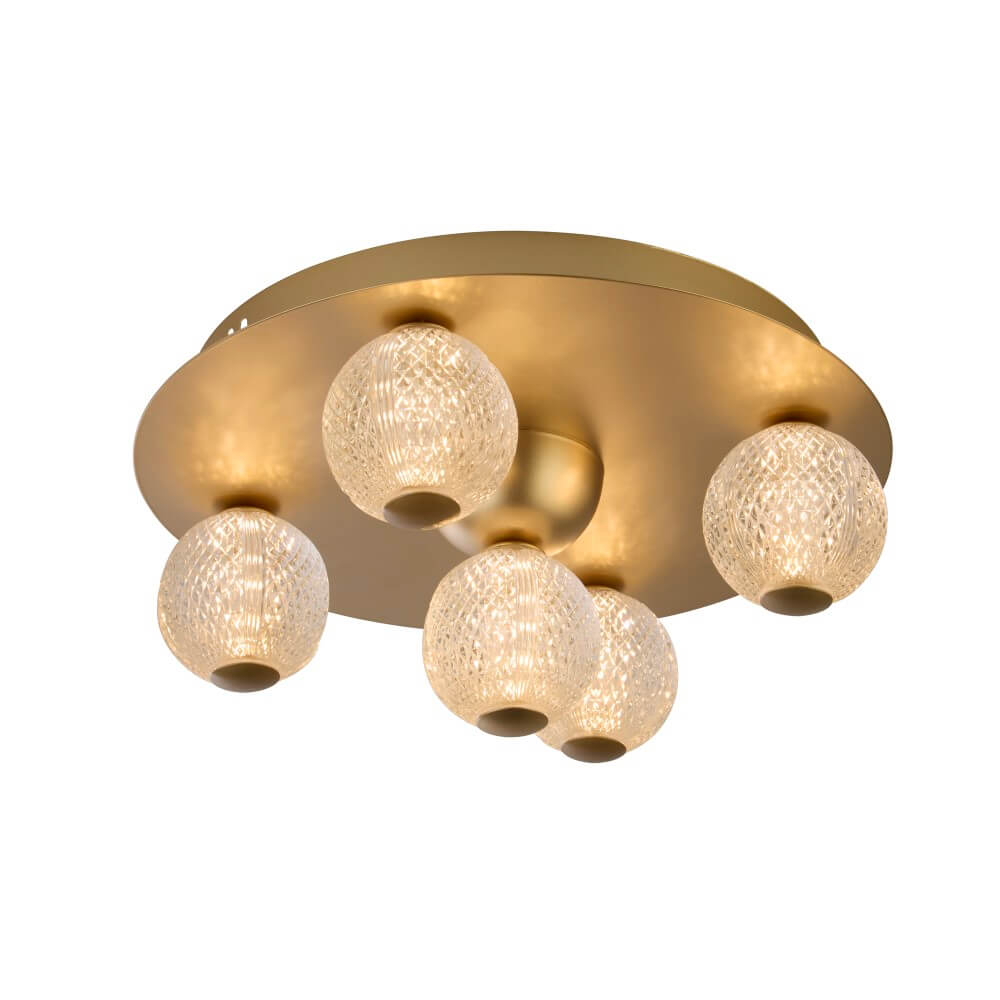 Searchlight LED-Deckenleuchte Asteroid, gold, Ø 33 cm Stahl/Acryl 5-flg.