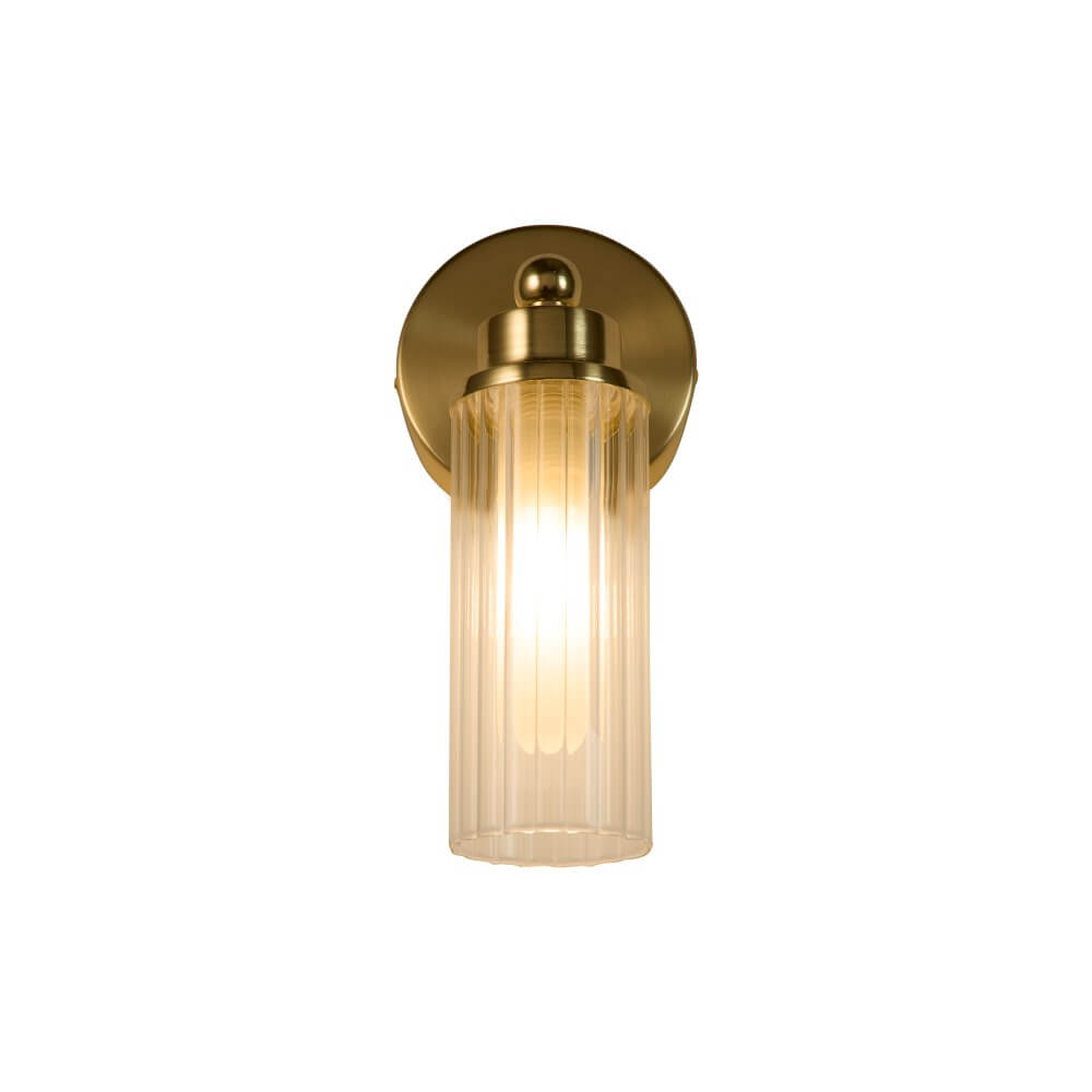 Searchlight Gouden wandlamp Imperial met geribbeld glas 29981SB