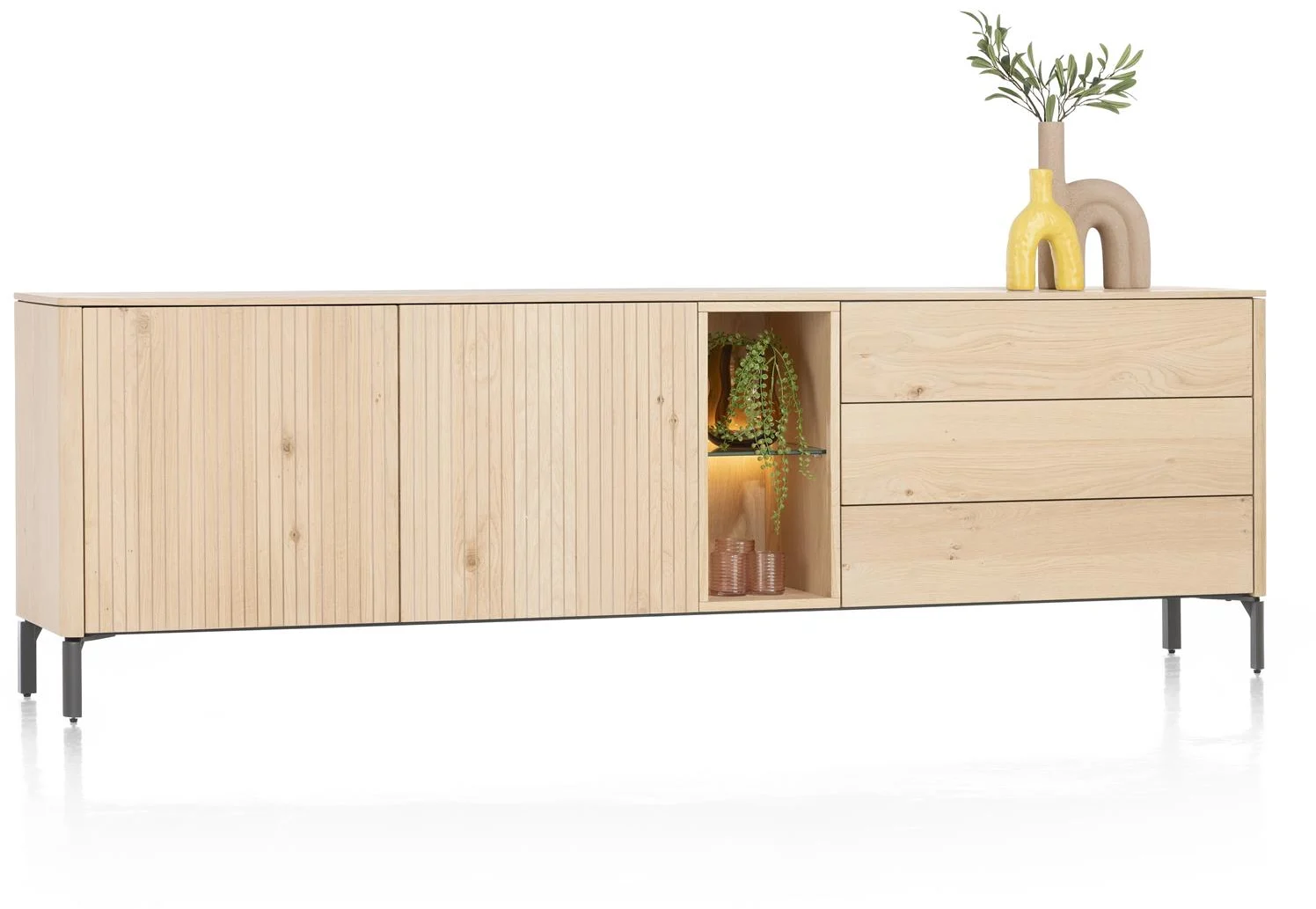 Trenton dressoir 240 cm - 2-deuren + 3-laden + 2-niches - natural