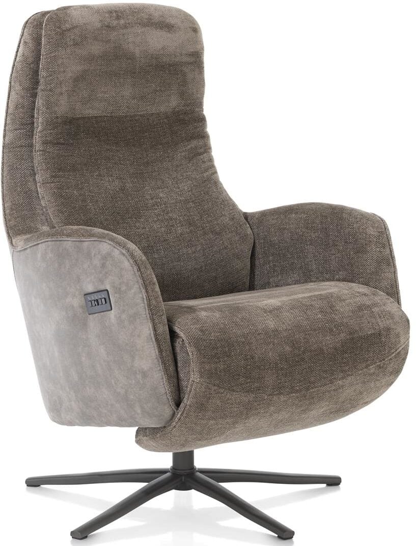 Felino relaxfauteuil 2-m. - manuele hoofdsteun - poot graphiet - Livigno bruin/Oregon lava