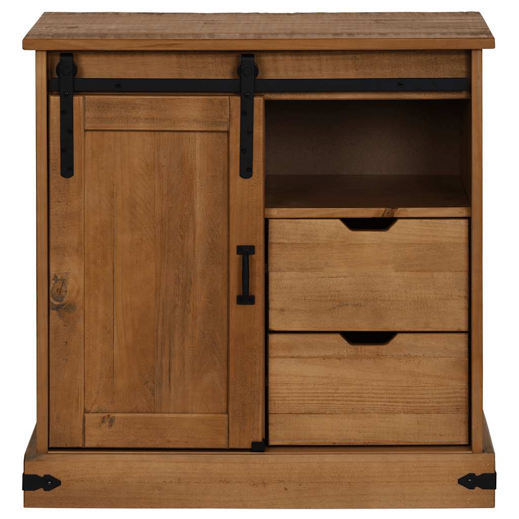 vidaXL Dressoir HALDEN met schuifdeur 80x40x80 cm massief hout