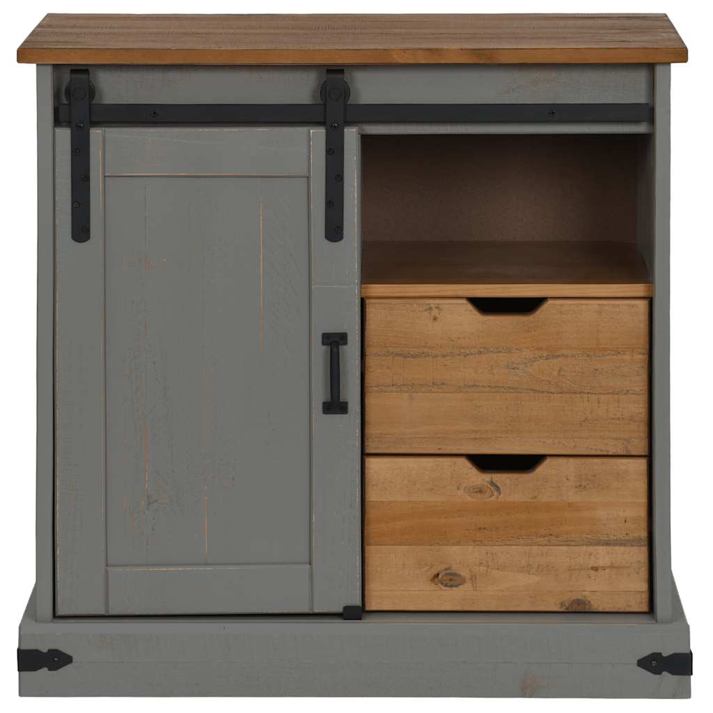 vidaXL Dressoir HALDEN met schuifdeur 80x40x80 cm massief hout grijs